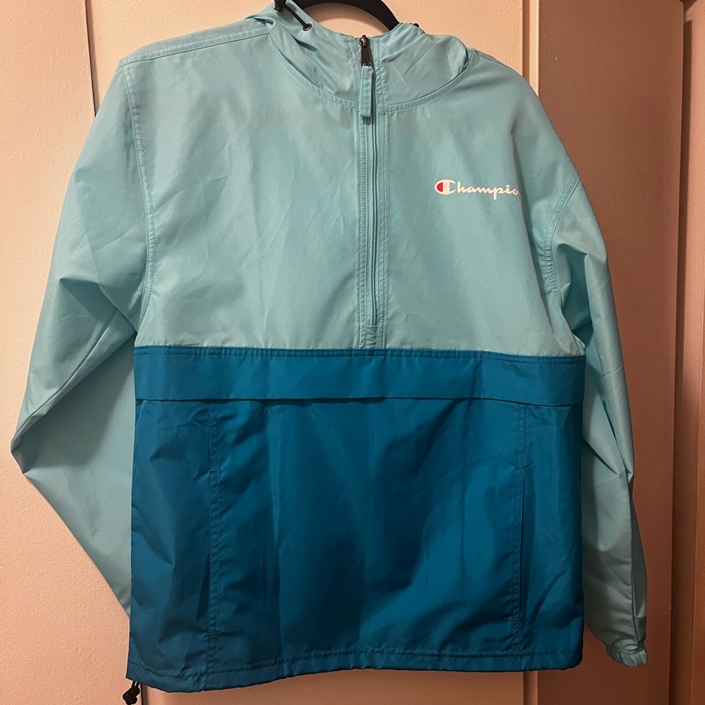 Champion aqua and blue windbreaker